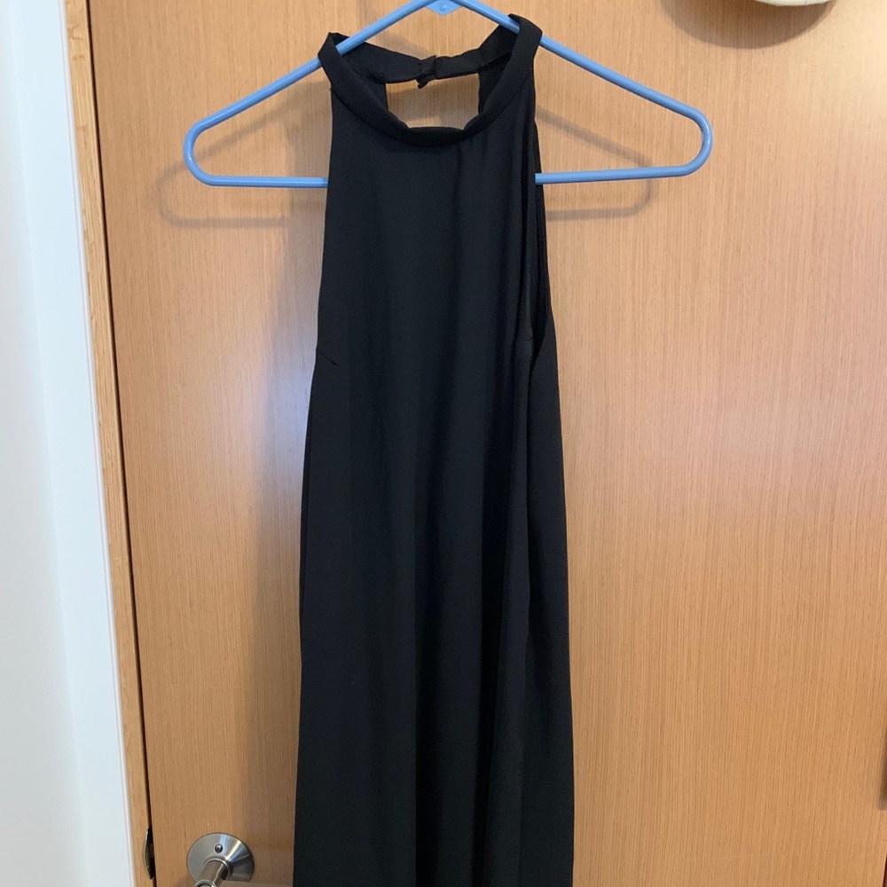 Black high neck cocktail dress